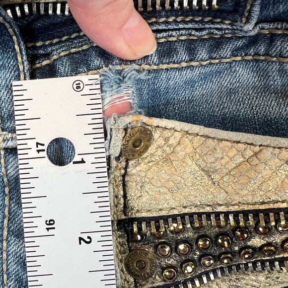 Robin's Jean Mid Rise Straight Leg Jeans Men's 33x31.5 VIP Gold Zipper Whiskered - Picture 13 of 16